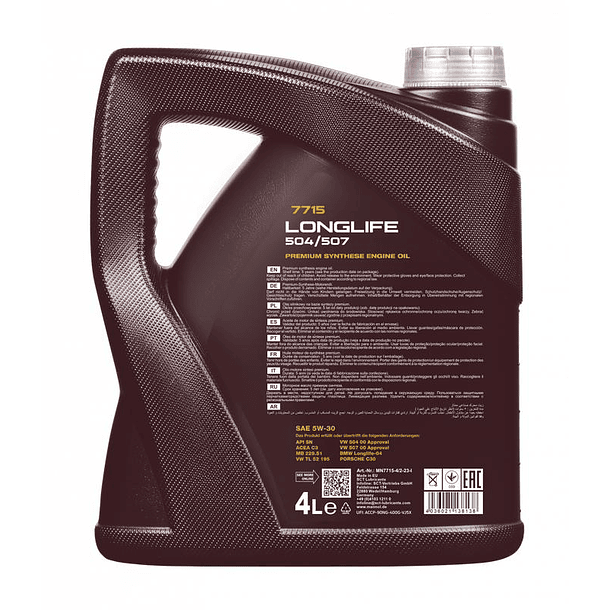 ACEITE MANNOL 5W30 LONGLIFE 3