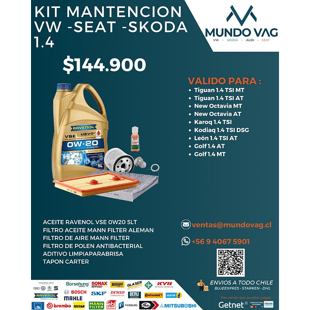 KIT MANTENCION VW -SEAT -SKODA 1.4