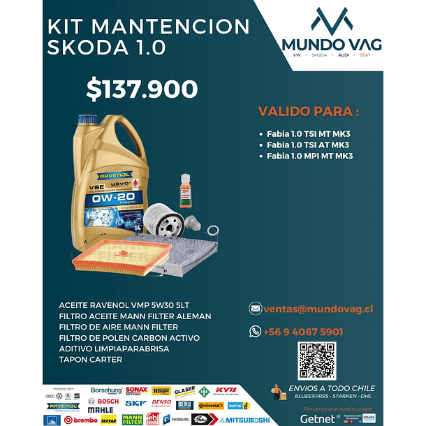 KIT MANTENCION SKODA 1.0
