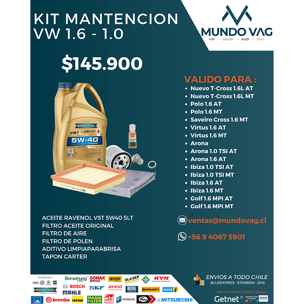 KIT MANTENCION VW 1.6 - 1.0
