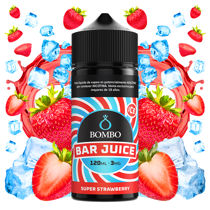 Bombo Bar Juice Super Strawberry 120ml - Frutillas Refrescantes ice 1