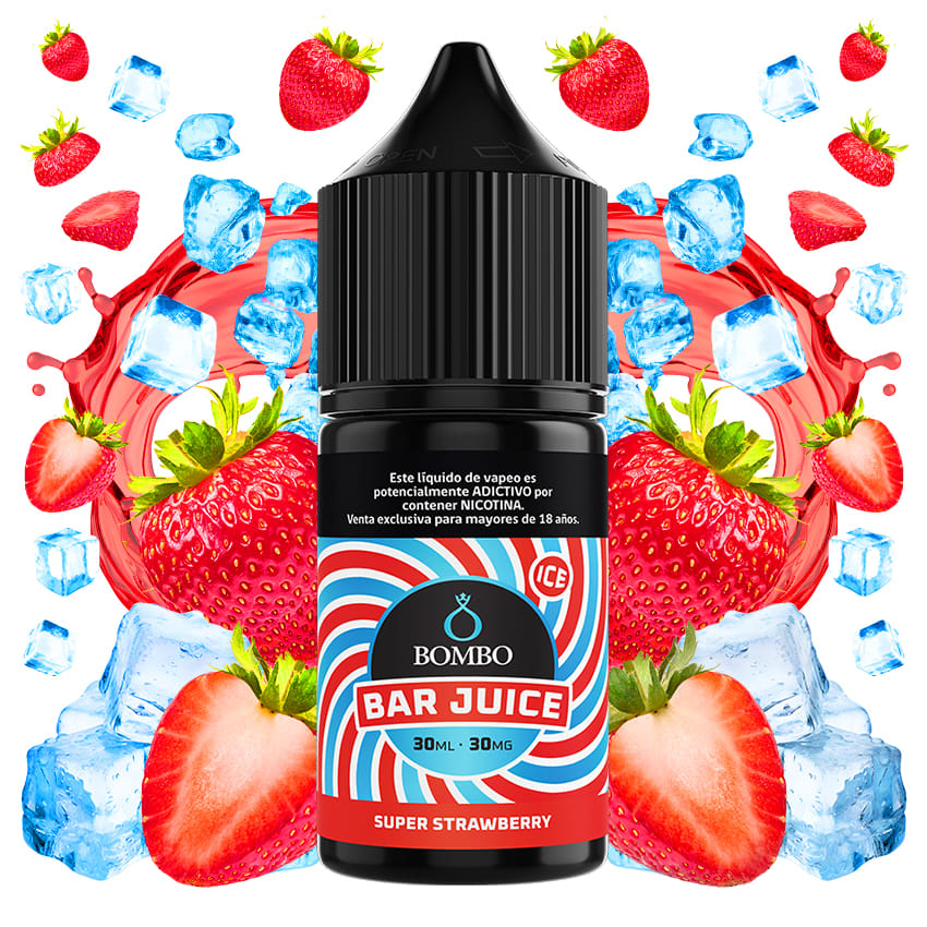 Bombo Bar Juice Super Strawberry Ice Salt 30ml - Frutillas Refrescantes 1