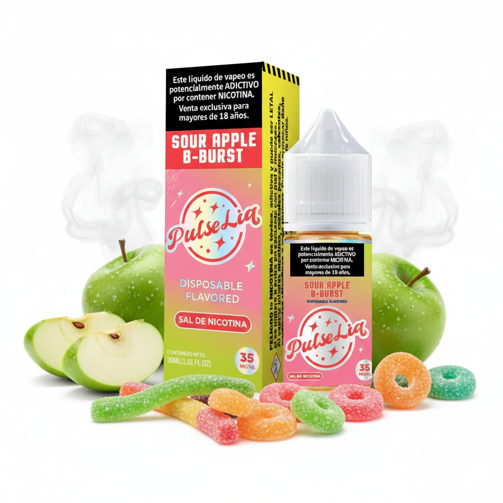 PulseLiq By Sour Apple B – Burst Salt 30ML - Manzana Verde Y Caramelo 1