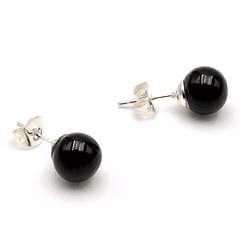 ARETES NEGRO - ARETES NEGROS AUTÉNTICO CRISTAL VENECIANO MURANO