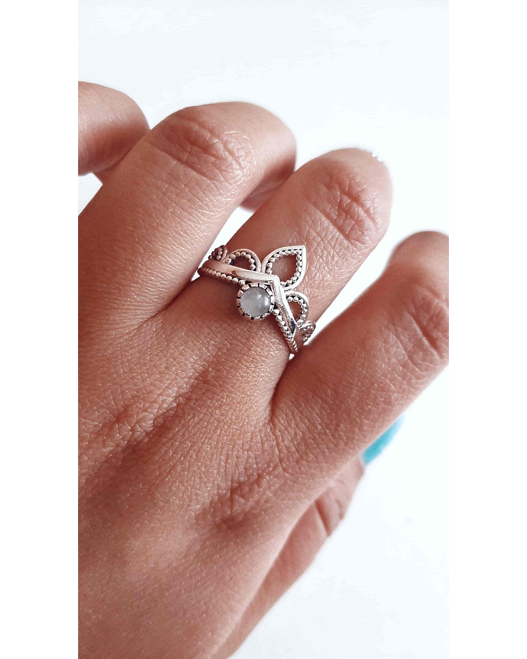 ANILLO FLOR CUARZO 925°