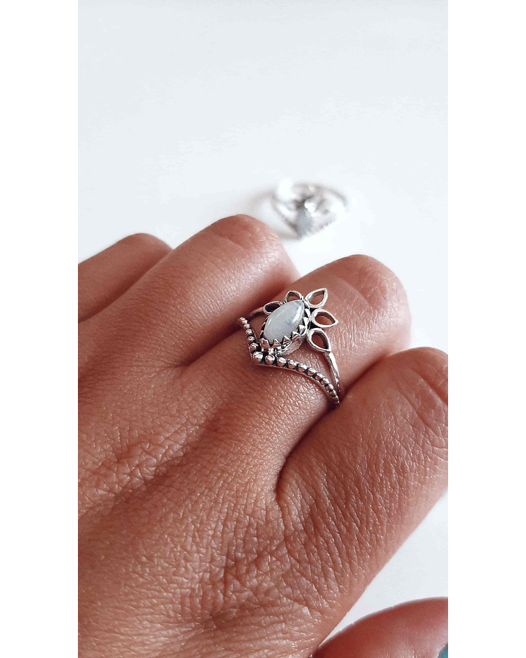 ANILLO FLOR CUARZO 925°