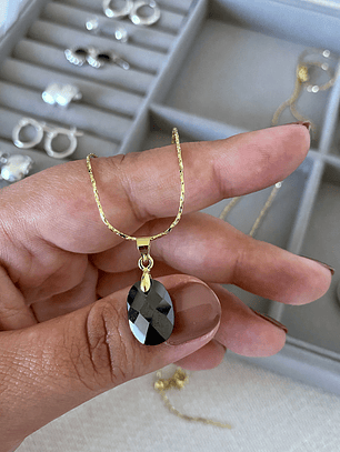COLLAR CRISTAL BLACK 18K