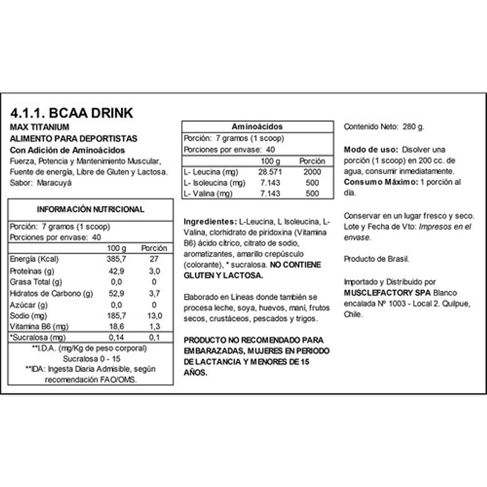 4:1:1 BCAA DRINK 280G 