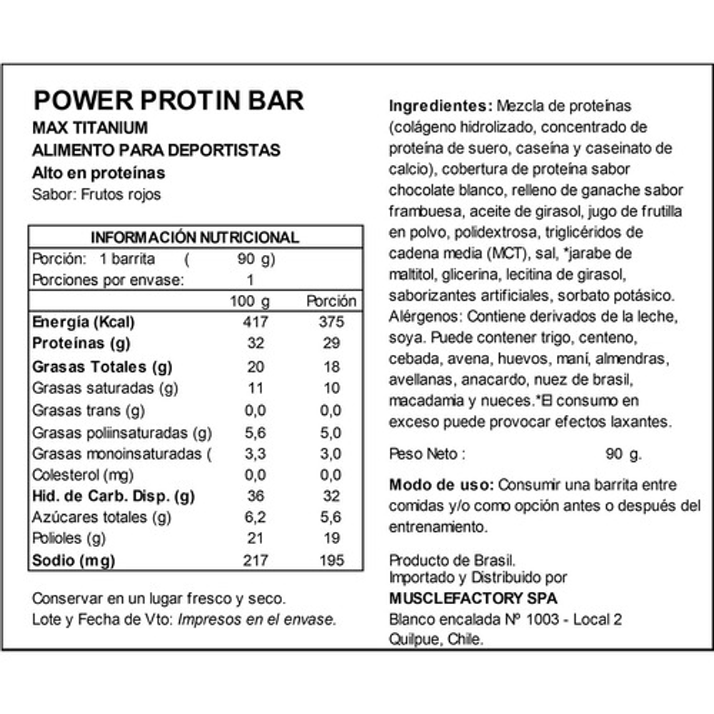 POWER PROTEIN BAR (8 UNIDADES)