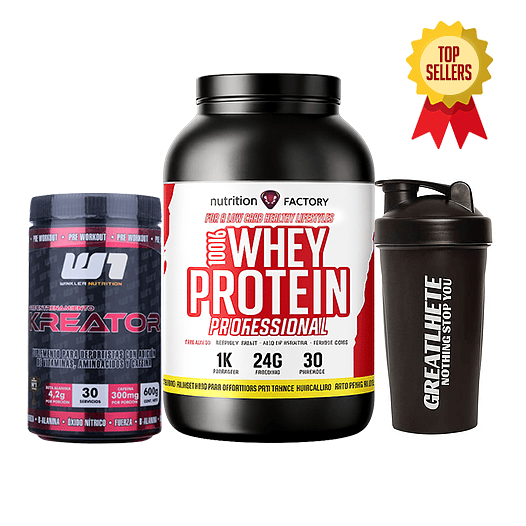 100% WHEY PROTEIN PROFESSIONAL + PRE ENTRENO KREATOR + SHAKER DE REGALO 1