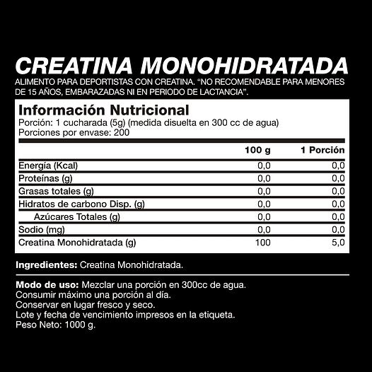 CREATINA MONOHIDRATADA MICRONIZADA 1KG MUSCLEFACTORY 2