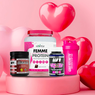 CREATINA MONOHIDRATADA + PROTEINA FEMME + LIPO KILL WOMAN + SHAKER DE REGALO