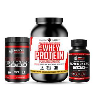 100% WHEY PROTEIN + CREATINA 300GR + TRIBULUS 800MG