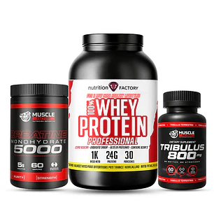 100% WHEY PROTEIN + CREATINA 300GR + TRIBULUS 800MG
