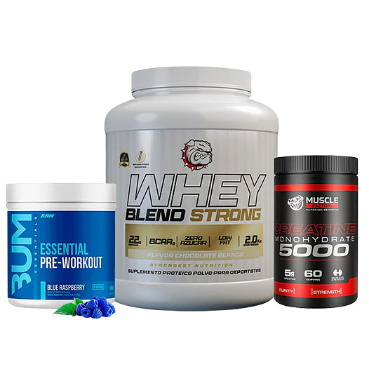 PROTEÍNA WHEY BLEND + PRE ENTRENO CBUM + CREATINA MONOHIDRATADA 300G 1