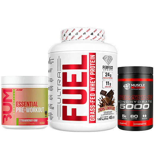 PROTEÍNA ULTRA FUEL + PRE ENTRENO CBUM + CREATINA MONOHIDRATADA 300G 1