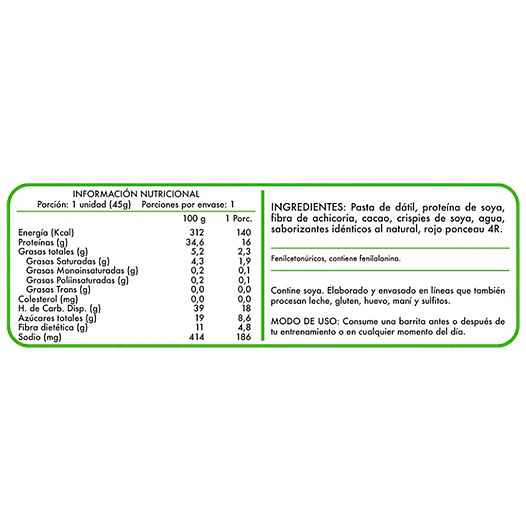 BARRITA VEGAN PROTEIN 45G (UNIDAD) REVITTA 4