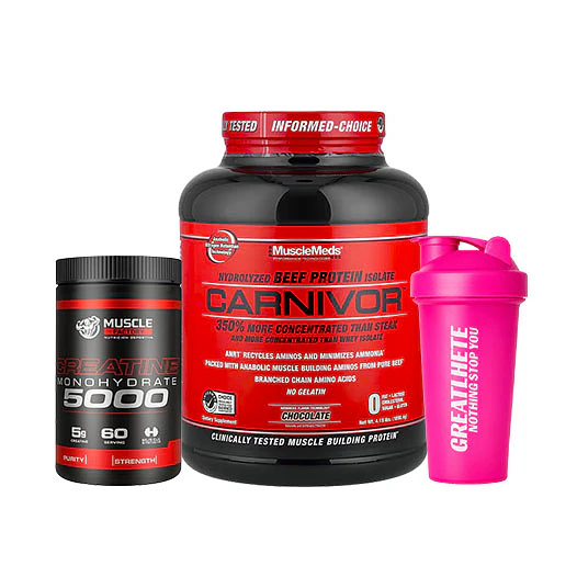 PROTEÍNA CARNIVOR + CREATINA 300GR + SHAKER DE REGALO 3