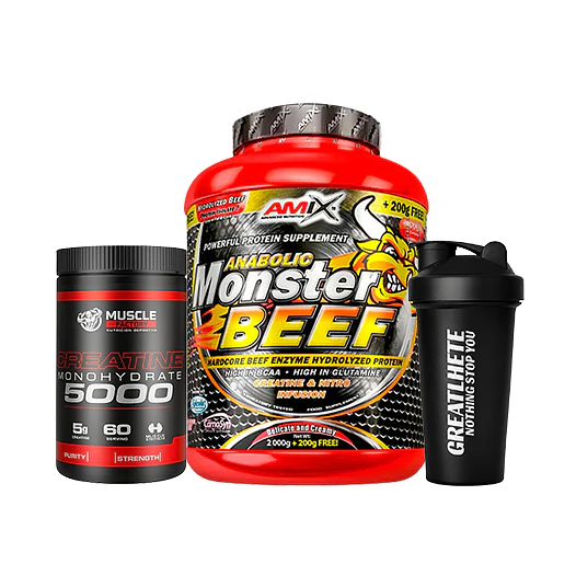 PROTEÍNA ANABOLIC MONSTER BEEF + CREATINA 300GR + SHAKER DE REGALO 1