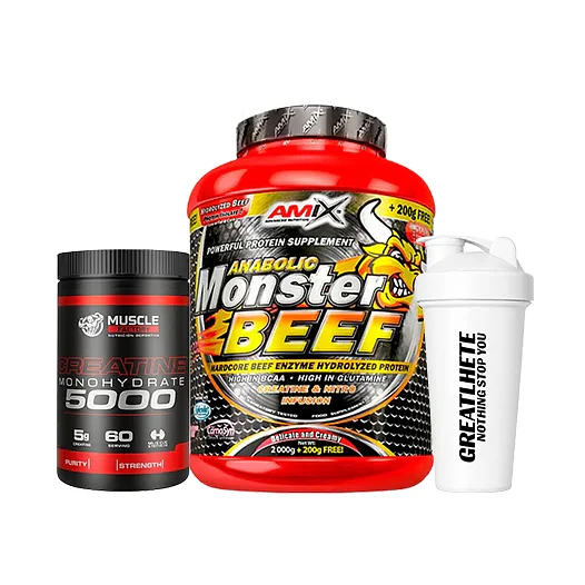 PROTEÍNA ANABOLIC MONSTER BEEF + CREATINA 300GR + SHAKER DE REGALO 2