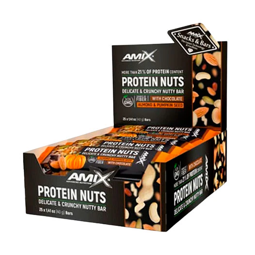 CAJA BARRITAS PROTEIN NUTS (25 UNIDADES) AMIX 1
