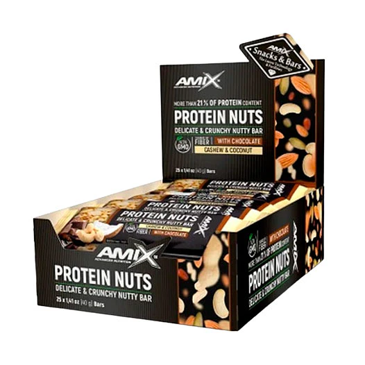 CAJA BARRITAS PROTEIN NUTS (25 UNIDADES) AMIX 2