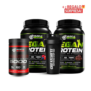 2 x VEGAN PROTEIN 1KG + CREATINA 300G + SHAKER DE REGALO