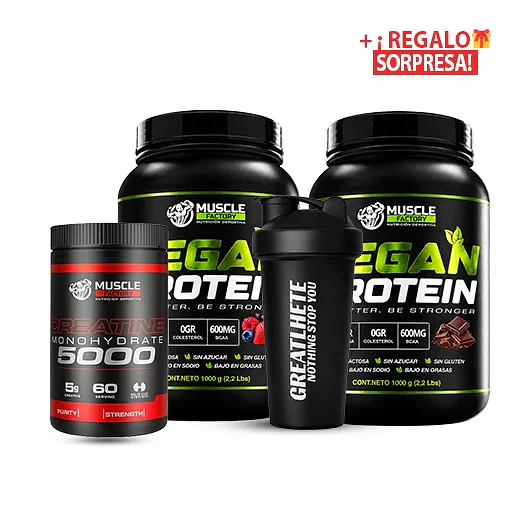 2 x VEGAN PROTEIN 1KG + CREATINA 300G + SHAKER DE REGALO 1