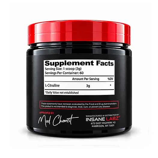 L-CITRULINE  INSANE LABZ 60 SERVINGS 2