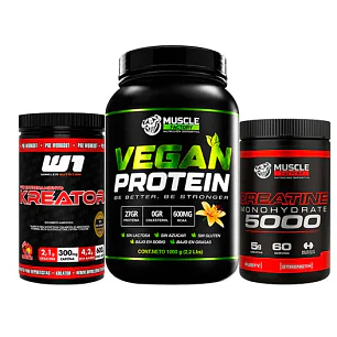 VEGAN PROTEIN 1 KG  +  PRE KREATOR + CREATINA 300GR