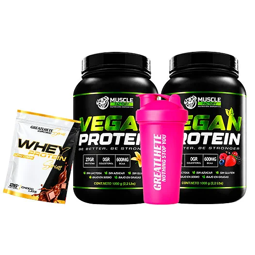 2 x VEGAN PROTEIN 1KG + SHAKER Y MUESTRA DE REGALO 1