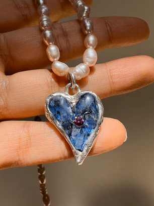 Collar Corazón Azul Grande