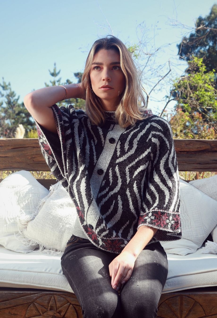 Poncho Zebra Boton
