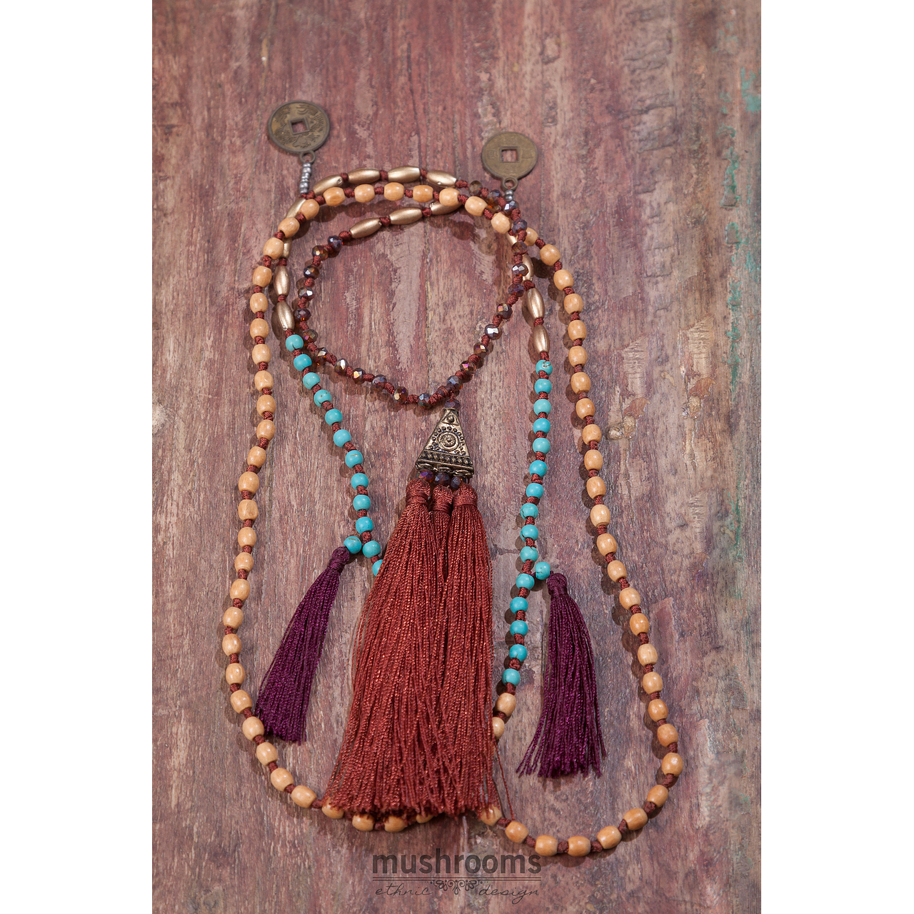 Collar Largo Tassel Wood