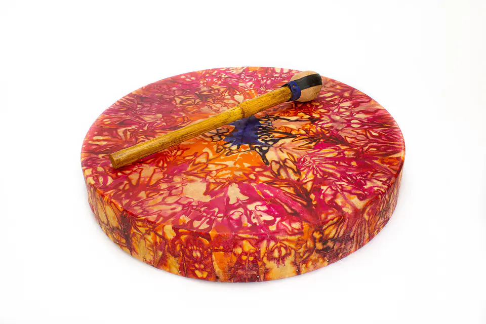 Tambor Shaman Tribal 18'' cuero con diseño TD18 1