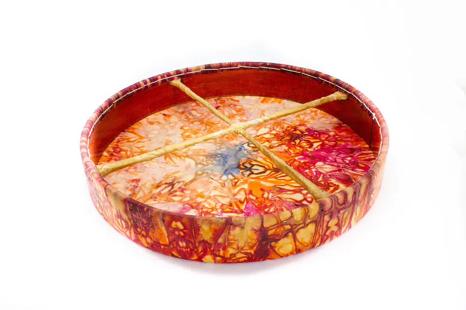 Tambor Shaman Tribal 18'' cuero con diseño TD18 2