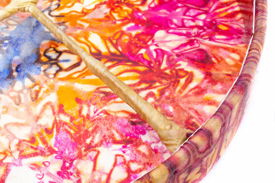 Tambor Shaman Tribal 18'' cuero con diseño TD18 3