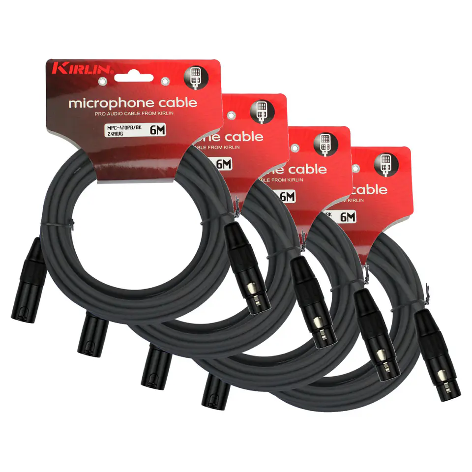 Pack 4 Cables Microfono Xlr 6 Mts Kirlin Negro 1