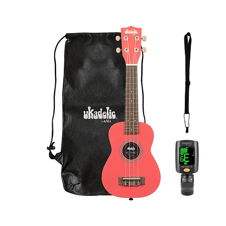 Full Pack Ukelele Soprano Kala Ukadelic Razzle Dazzle + Afinador Cromático Clip + Correa para Ukelele Allegro