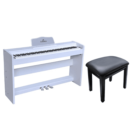 Pack Piano Digital Zimmer ZIM-2200-WHT + Silla de Piano Estándar AP-5126