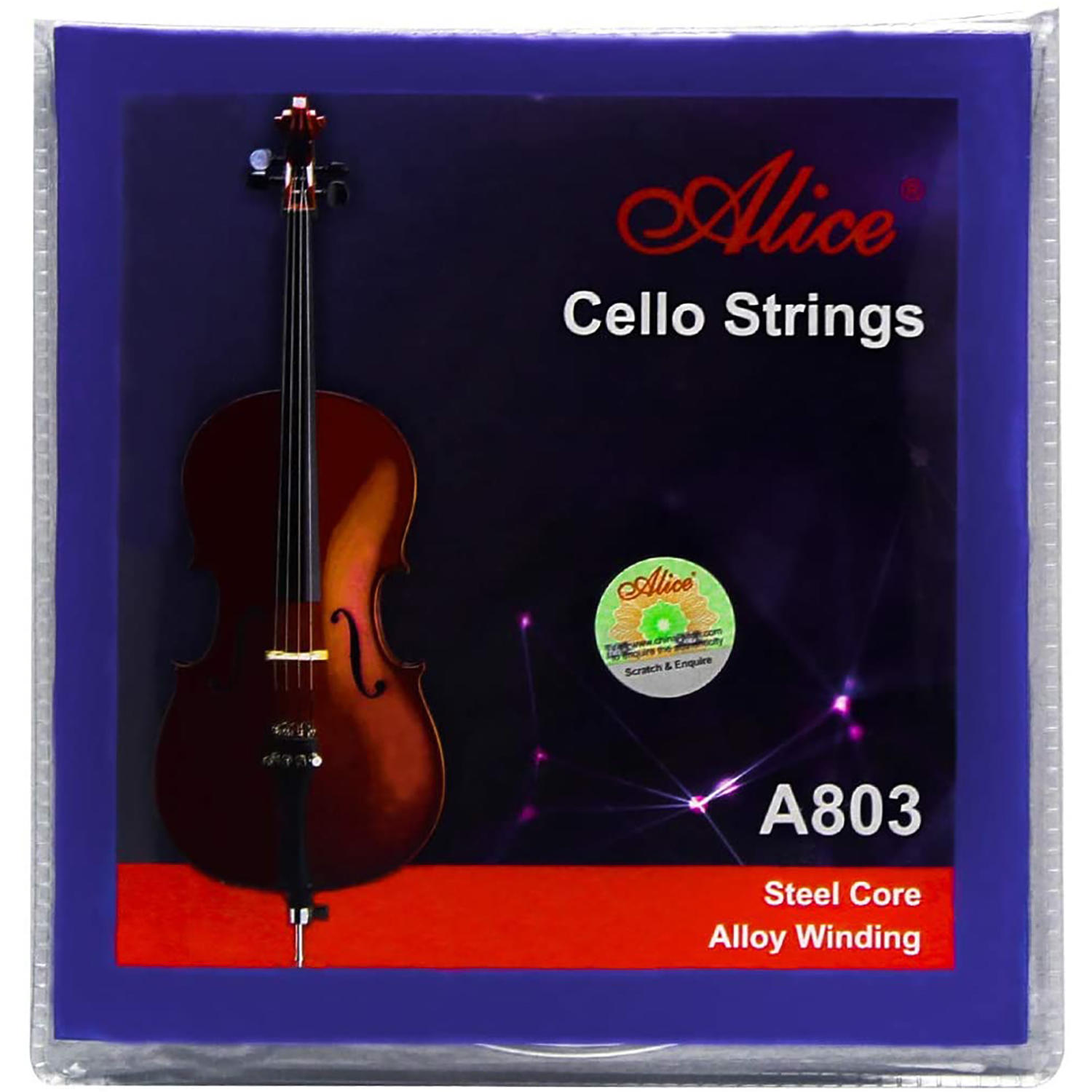 ALICE A805A Cordes de violoncelle 4/4 en acier avec enroulement en nickel-chrome  (A D G C)
