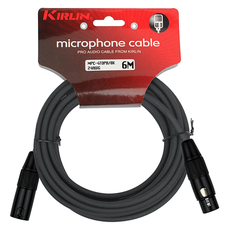 Cable Micrófono Negro Kirlin 6Mts Mpc-470Pb-6