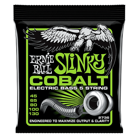 SET DE 5 CUERDAS PARA BAJO ERNIE  BALL SLINKY COBALT 45 - 130