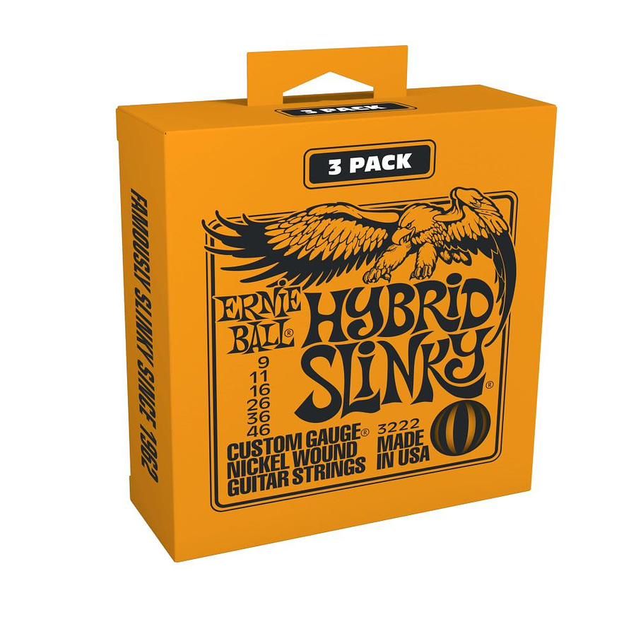 Pack de 3 set de cuerdas Ernie Ball Hybrid Slinky Nickel 9 - 46