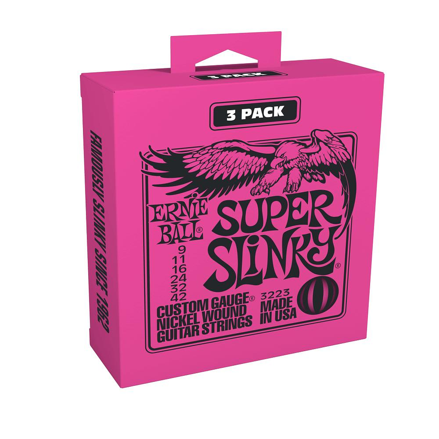 Pack de 3 set de cuerdas Ernie Ball Super Slinky Nickel 9 - 42