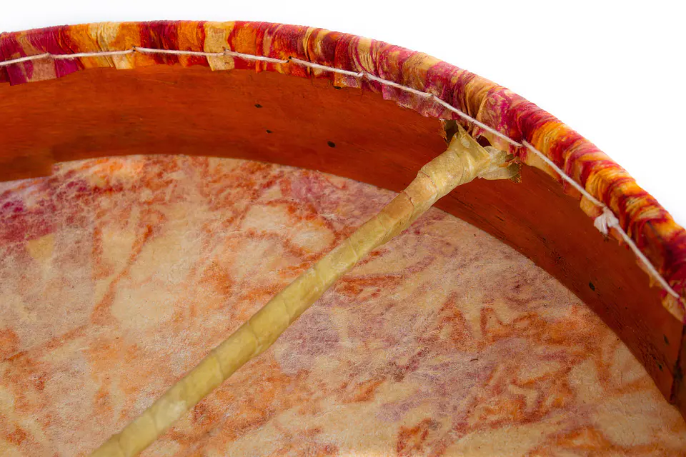 Tambor Shaman Tribal 16'' Cuero con diseño TD16 3