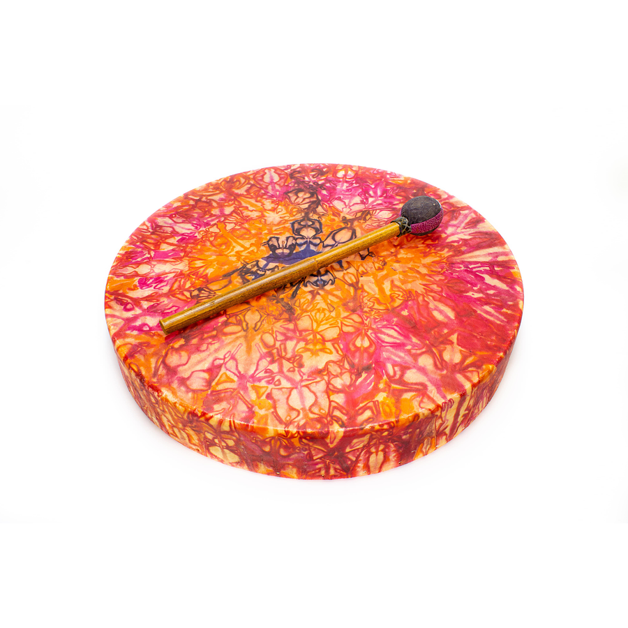 Tambor Shaman Tribal cuero con diseño TD20