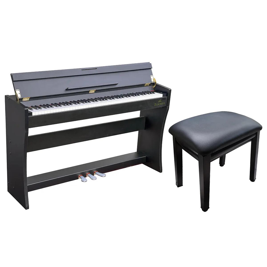  Pack Piano Digital Zimmer ZIM-2000-BLK + Silla de Piano Estándar AP-5126