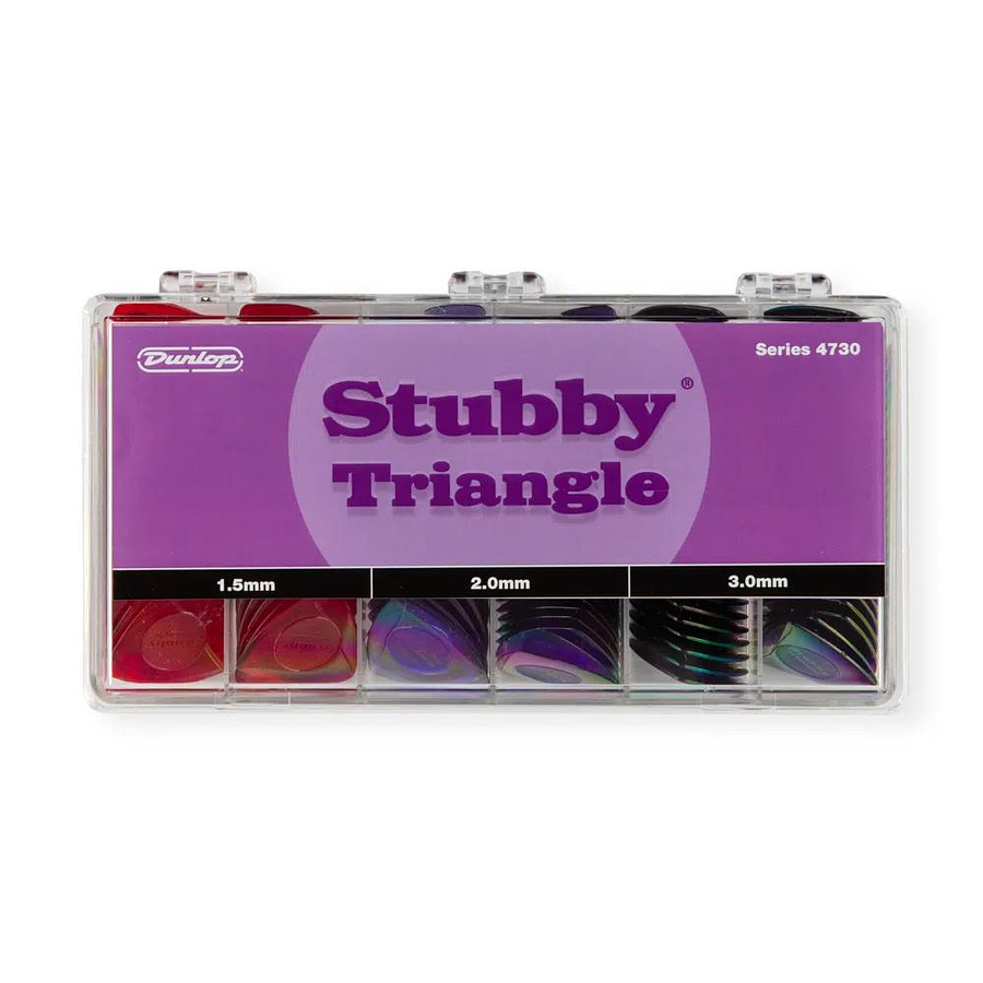 Caja de Uñetas Dunlop Triangle Stubby 4730 Gabinete 144 Uñetas