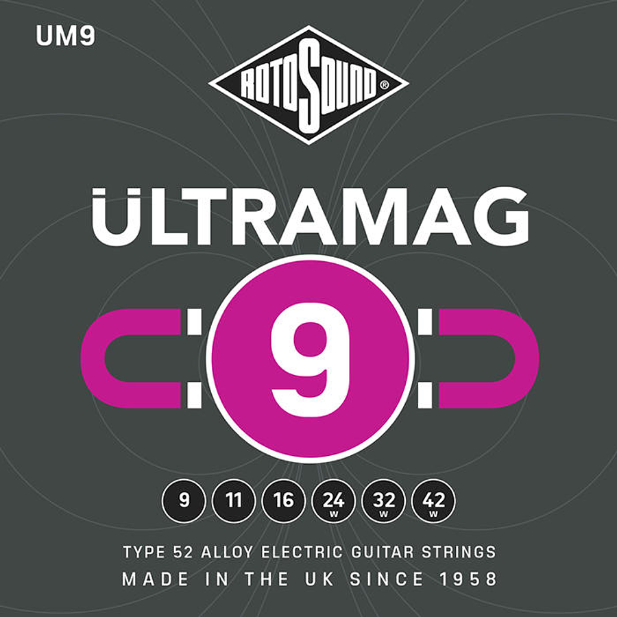 Set de Cuerdas Guitarra Eléctrica Rotosound UM9 Ultramag 09-42 